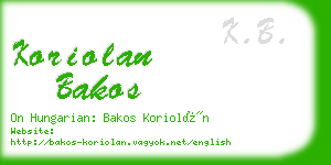 koriolan bakos business card